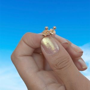 Stud Bead Ball 3mm Earrings 18k Gold Plated Luxury Jewelry